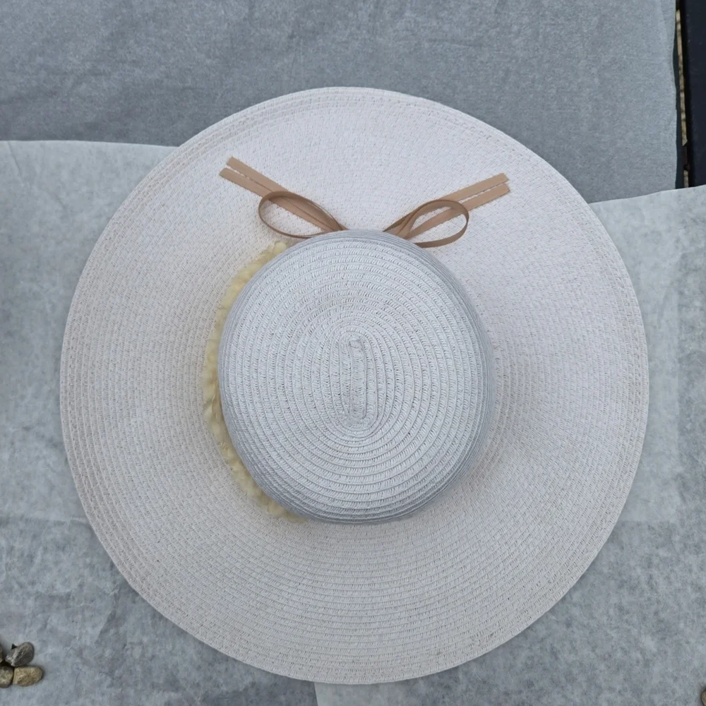 August Hats Wide Brim Hat Elegant Whimsical Woven 100% Paper